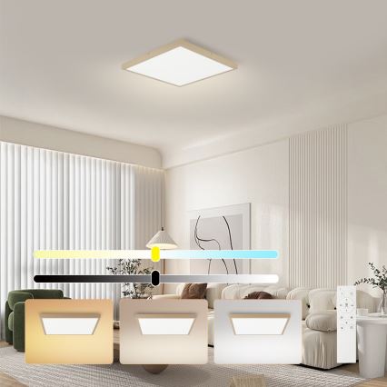 Brilagi - Plafón LED regulable para baño FRAME SMART LED/50W/230V 60x60 cm 3000-6000K IP44 beige + mando a distancia