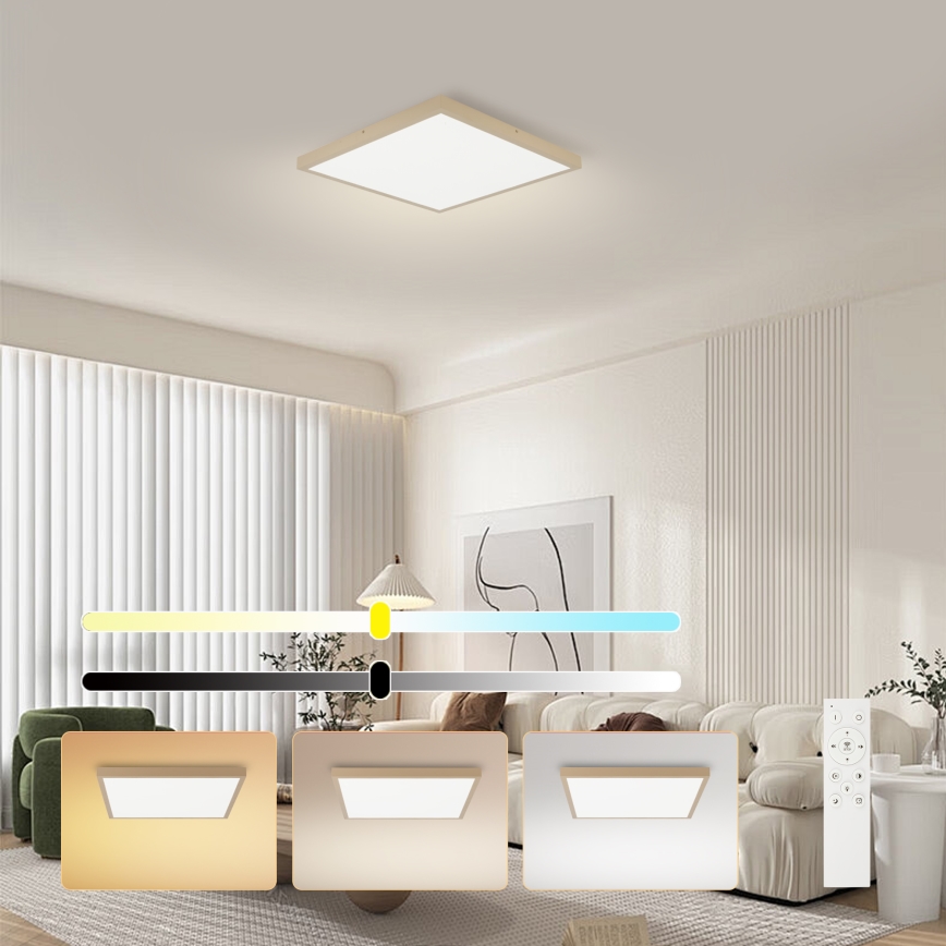 Brilagi - Plafón LED regulable para baño FRAME SMART LED/50W/230V 60x60 cm 3000-6000K IP44 beige + mando a distancia