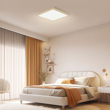 Brilagi - Plafón LED regulable para baño FRAME SMART LED/50W/230V 60x60 cm 3000-6000K IP44 beige + mando a distancia
