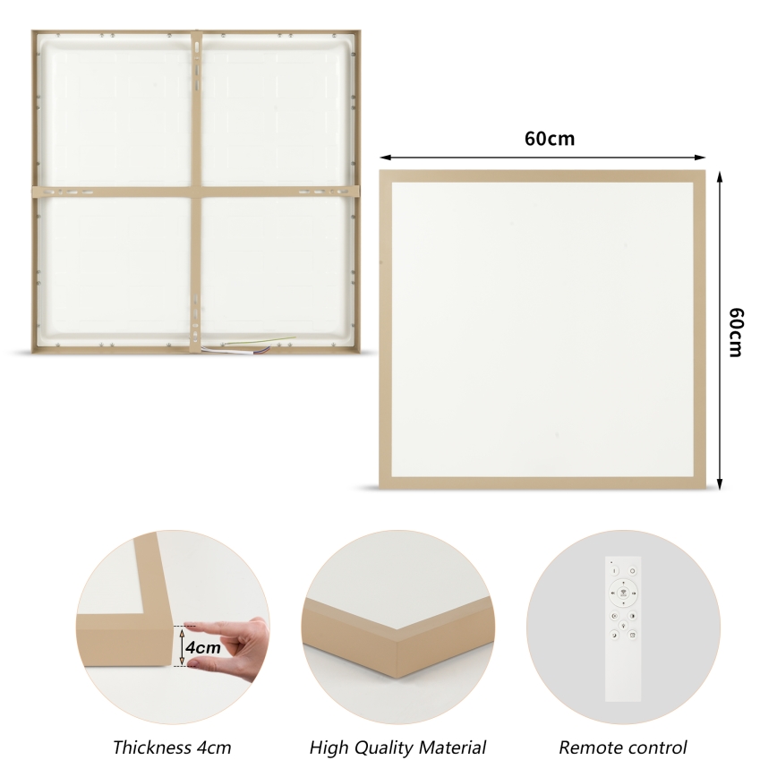 Brilagi - Plafón LED regulable para baño FRAME SMART LED/50W/230V 60x60 cm 3000-6000K IP44 beige + mando a distancia