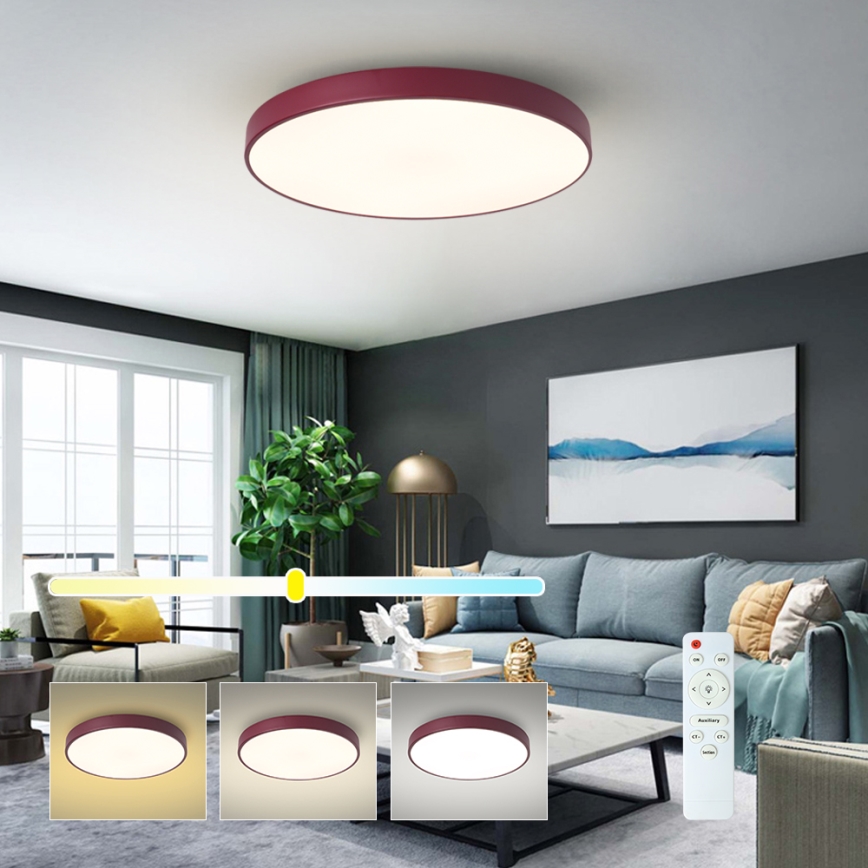 Brilagi - Luminaria de techo LED regulable POOL LED/60W/230V 3000–6000K, diámetro 60 cm, burdeos + mando a distancia