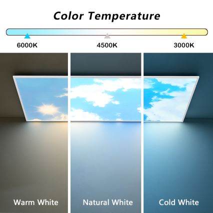 Brilagi - Luminaria de techo LED regulable SLIMFRAME LED/80W/230V 120 x 60 cm 3000–6000 K plateado/azul + mando a distancia