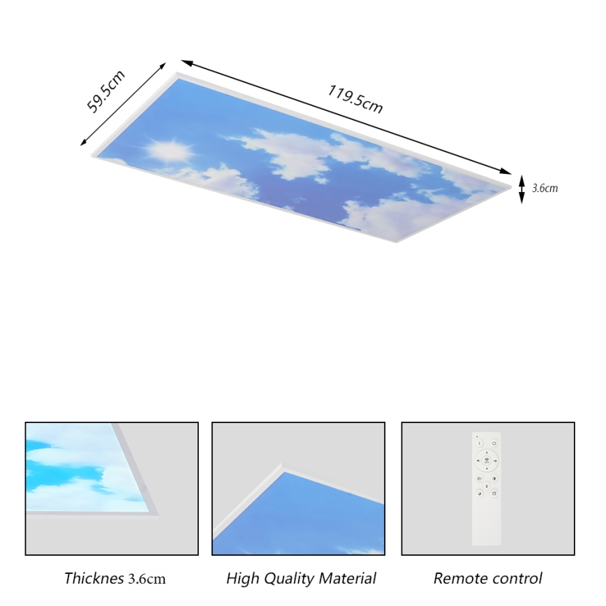 Brilagi - Luminaria de techo LED regulable SLIMFRAME LED/80W/230V 120 x 60 cm 3000–6000 K plateado/azul + mando a distancia