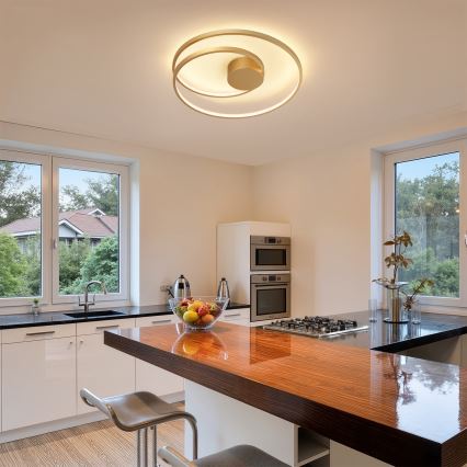 Brilagi - Luminaria de techo LED regulable TWISTER LED/48W/230V 3000–6000K diámetro 50 cm dorada + mando a distancia