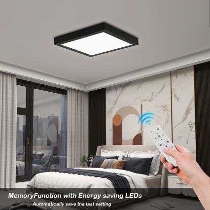 Brilagi - LED Regulable plafón de baño FRAME SMART LED/24W/230V 30x30 cm 3000-6000K IP44 negra + control remoto