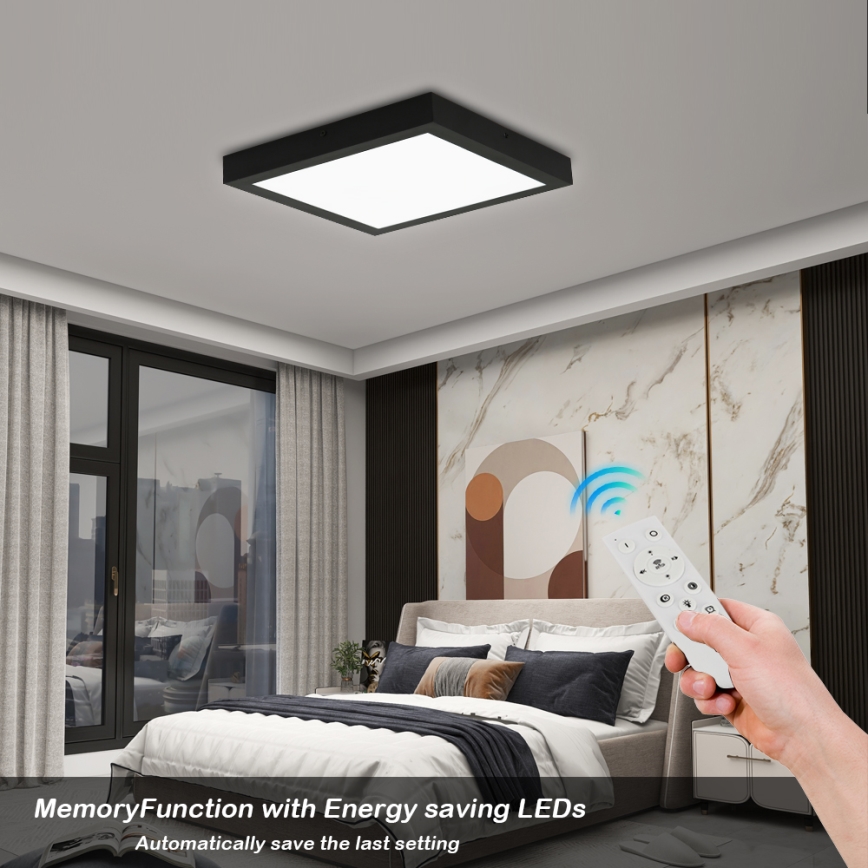 Brilagi - LED Regulable plafón de baño FRAME SMART LED/24W/230V 30x30 cm 3000-6000K IP44 negra + control remoto