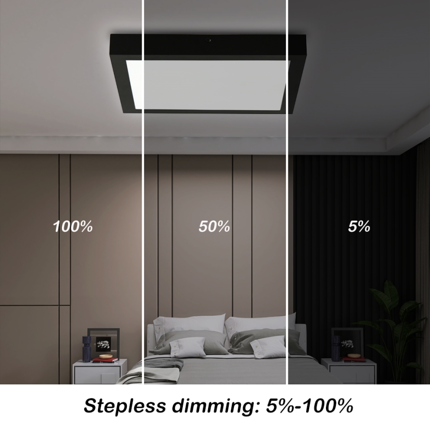 Brilagi - LED Regulable plafón de baño FRAME SMART LED/24W/230V 30x30 cm 3000-6000K IP44 negra + control remoto