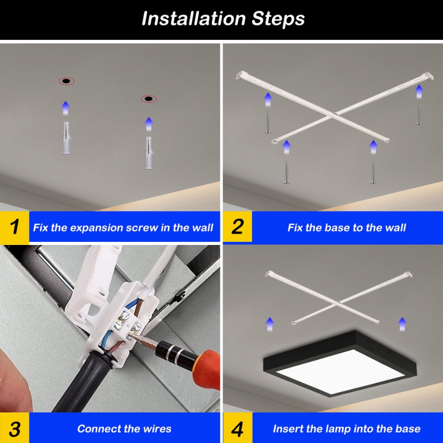 Brilagi - LED Regulable plafón de baño FRAME SMART LED/24W/230V 30x30 cm 3000-6000K IP44 negra + control remoto