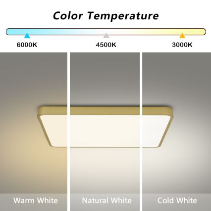 Brilagi - Lámpara de techo LED regulable POOL LED/36W/230V 3000-6000K 40x40 cm dorada + control remoto