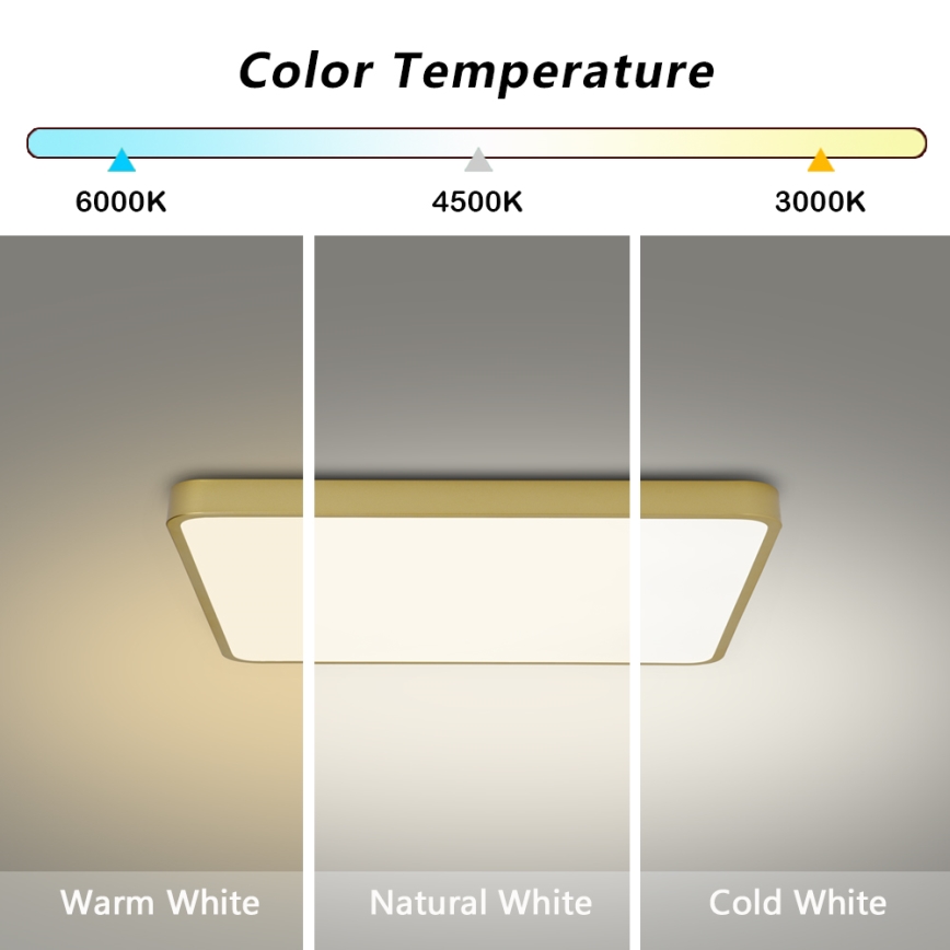 Brilagi - Lámpara de techo LED regulable POOL LED/36W/230V 3000-6000K 40x40 cm dorada + control remoto