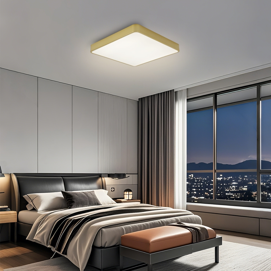 Brilagi - Lámpara de techo LED regulable POOL LED/36W/230V 3000-6000K 40x40 cm dorada + control remoto