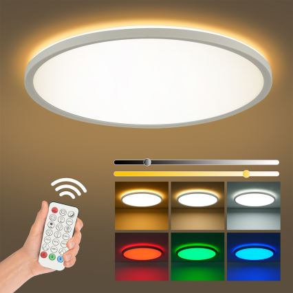 Brilagi - Plafón LED RGBW regulable ULTRA SLIM LED/18W/230V 2700-6500K diá. 30 cm blanco + control remoto