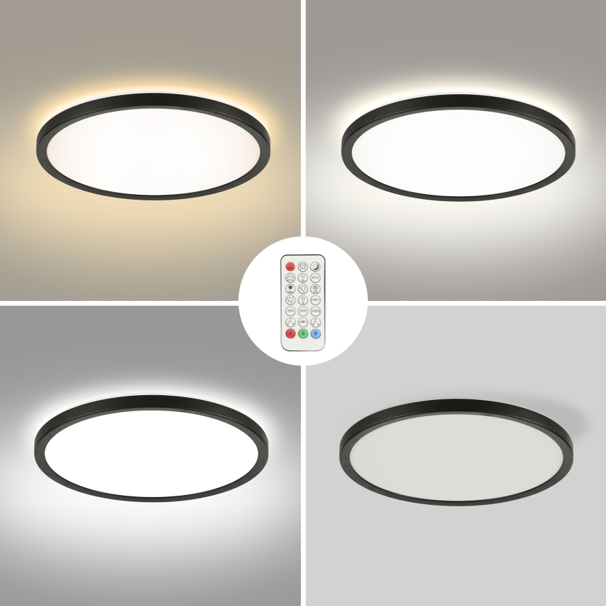 Brilagi - Plafón LED RGBW regulable ULTRA SLIM LED/18W/230V 2700-6500K diá. 30 cm negro + control remoto