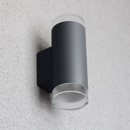 Brilagi - Aplique de pared exterior LED RGBW regulable MATERA 2xGU10/6W/230V 3000K IP54 antracita + mando a distancia