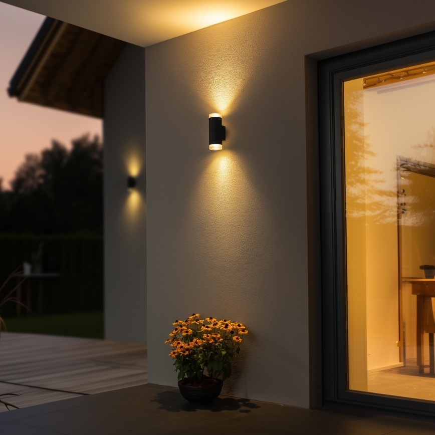 Brilagi - Aplique de pared exterior LED RGBW regulable MATERA 2xGU10/6W/230V 3000K IP54 antracita + mando a distancia