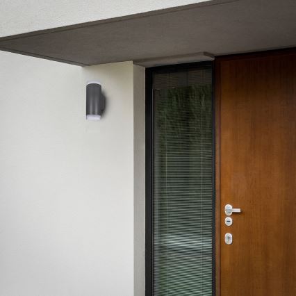 Brilagi - Aplique de pared exterior LED RGBW regulable MATERA 2xGU10/6W/230V 3000K IP54 antracita + mando a distancia