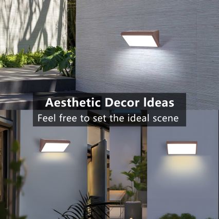 Brilagi - Aplique de pared exterior LED RGBW regulable TRIANGLE 1xE27/15W/230V 2700-6500K IP65 marrón