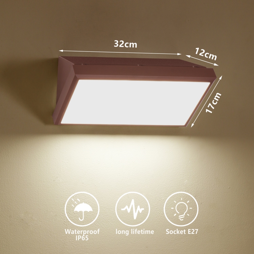 Brilagi - Aplique de pared exterior LED RGBW regulable TRIANGLE 1xE27/15W/230V 2700-6500K IP65 marrón