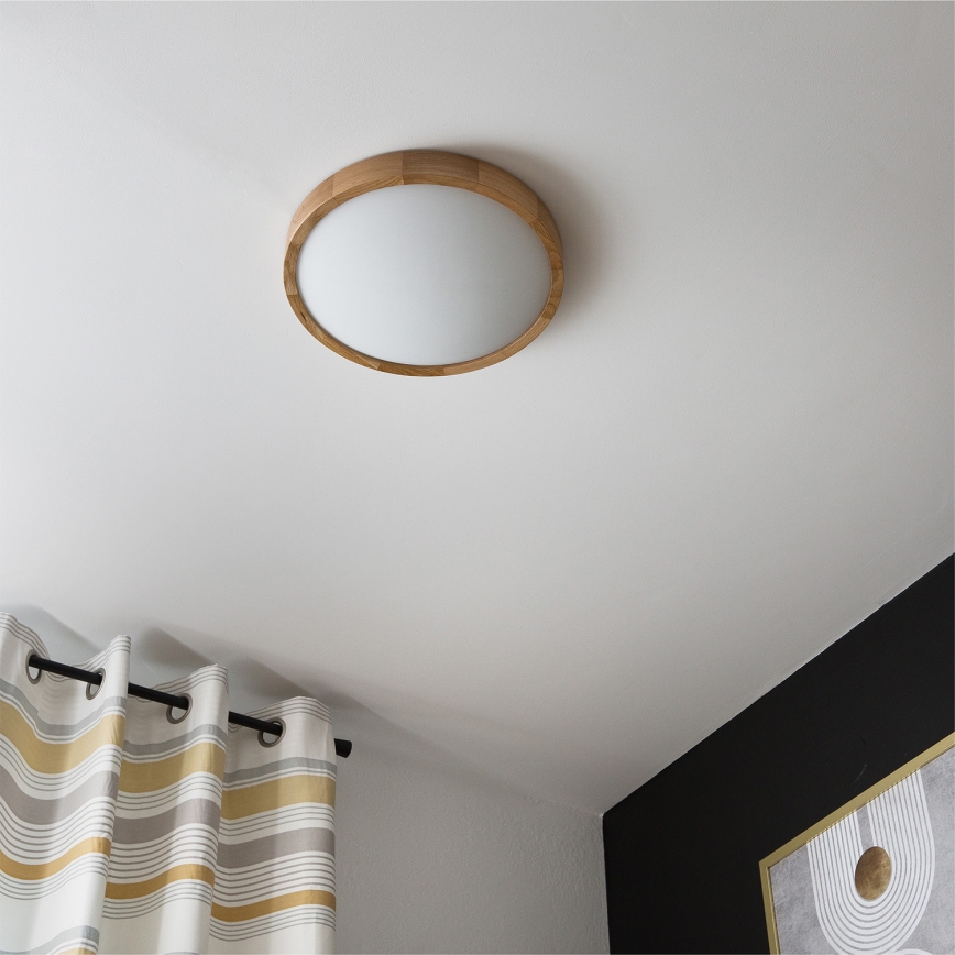 Brilagi - Plafón LED RGBW regulable CARVALHO SLIM 2xE27/15W/230V 2700-6500K Wi-Fi roble Ø 37 cm