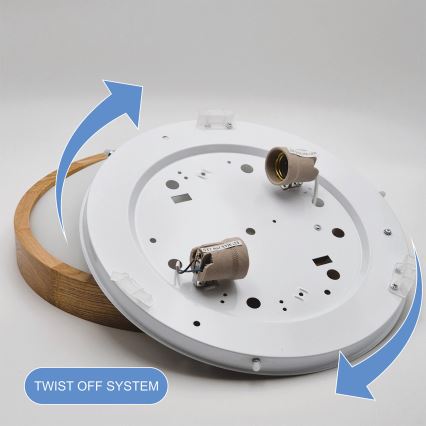 Brilagi - Plafón LED RGBW regulable CARVALHO SLIM 2xE27/15W/230V 2700-6500K Wi-Fi roble Ø 37 cm