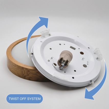 Brilagi - Plafón LED RGBW regulable CARVALHO SLIM 1xE27/15W/230V 2700-6500K Wi-Fi, roble, Ø 27 cm