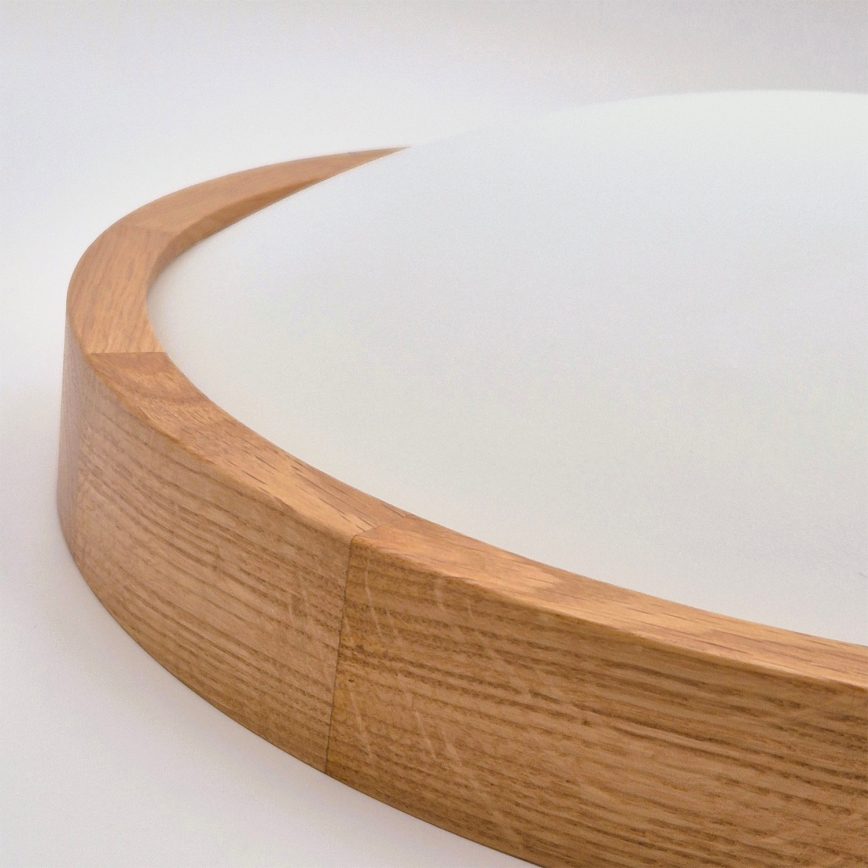 Brilagi - Luminaria de techo LED RGBW regulable CARVALHO SLIM 3xE27/15W/230V 2700–6500K Wi-Fi acabado roble Ø 47 cm