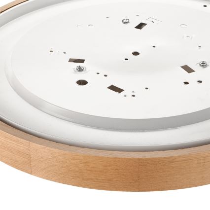 Brilagi - Luminaria de techo LED RGBW regulable CARVALHO SLIM 3xE27/15W/230V 2700–6500K Wi-Fi acabado roble Ø 47 cm