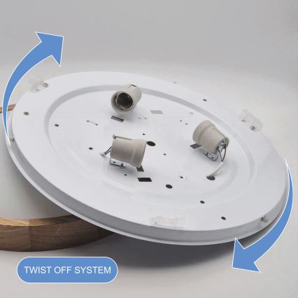 Brilagi - Luminaria de techo LED RGBW regulable CARVALHO SLIM 3xE27/15W/230V 2700–6500K Wi-Fi acabado roble Ø 47 cm