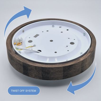 Brilagi - Luminaria de techo LED RGBW regulable CARVALHO SLIM 1xE27/15W/230V 2700-6500K Wi-Fi, acabado roble Ø 27 cm