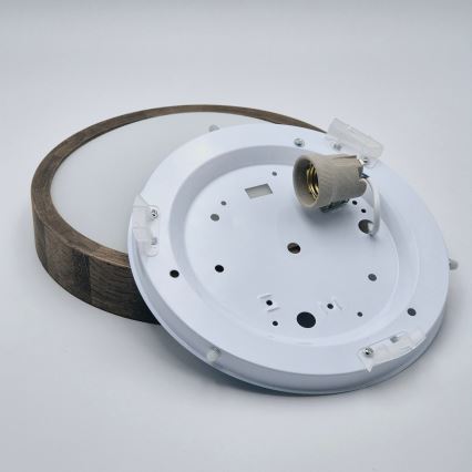 Brilagi - Luminaria de techo LED RGBW regulable CARVALHO SLIM 1xE27/15W/230V 2700-6500K Wi-Fi, acabado roble Ø 27 cm