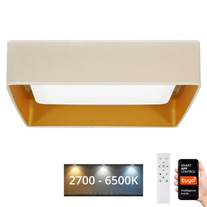Brilagi - Lámpara de techo LED regulable VELVET SQUARE SMART LED/36W/230V 2700-6500K Wi-Fi Tuya + mando a distancia crema