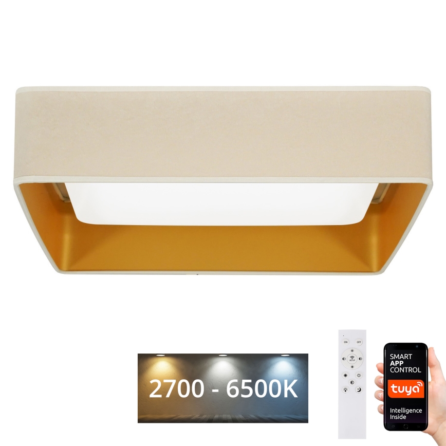 Brilagi - Lámpara de techo LED regulable VELVET SQUARE SMART LED/36W/230V 2700-6500K Wi-Fi Tuya + mando a distancia crema