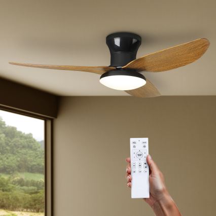Brilagi - Ventilador de techo LED regulable LED/30W/230V 3000-6500K negro/marrón + mando a distancia