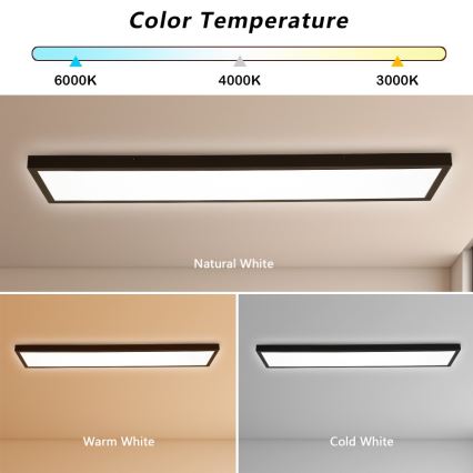 Brilagi - Lámpara de techo LED para baño FRAME LED/50W/230V 120x30 cm 3000/4000/6000K IP44 negra