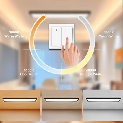 Brilagi - Lámpara de techo LED para baño FRAME LED/50W/230V 120x30 cm 3000/4000/6000K IP44 negra