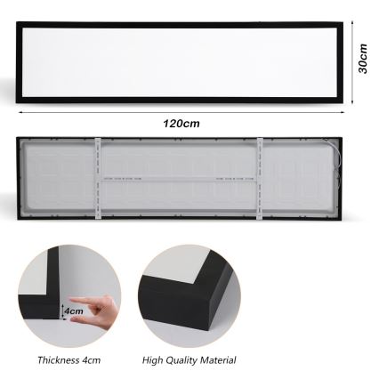 Brilagi - Lámpara de techo LED para baño FRAME LED/50W/230V 120x30 cm 3000/4000/6000K IP44 negra
