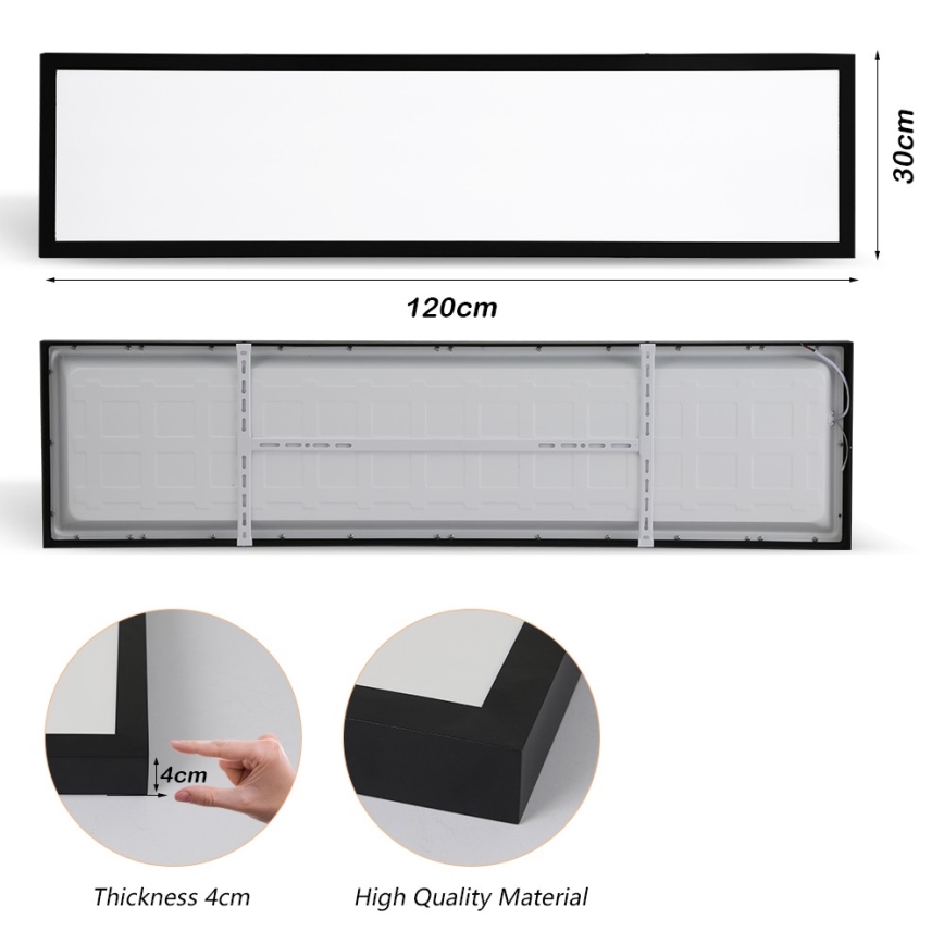 Brilagi - Lámpara de techo LED para baño FRAME LED/50W/230V 120x30 cm 3000/4000/6000K IP44 negra