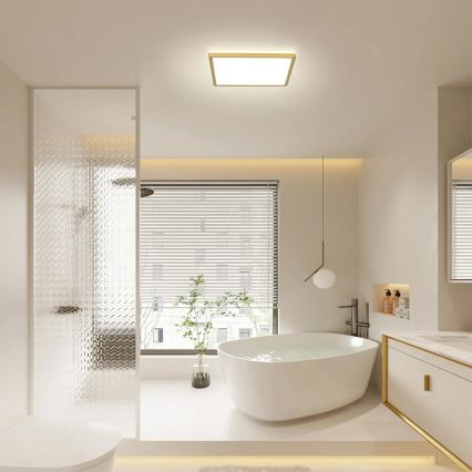 Brilagi - Lámpara de techo para baño LED ULTRA SLIM LED/18W/230V 30x30 cm dorada IP54