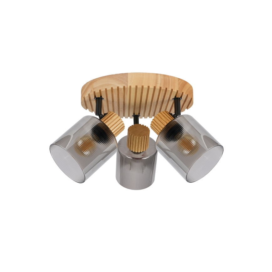 Brilagi - Luminaria de focos HYGGE 3xE14/15W/230V madera/ahumado