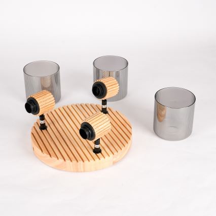 Brilagi - Luminaria de focos HYGGE 3xE14/15W/230V madera/ahumado