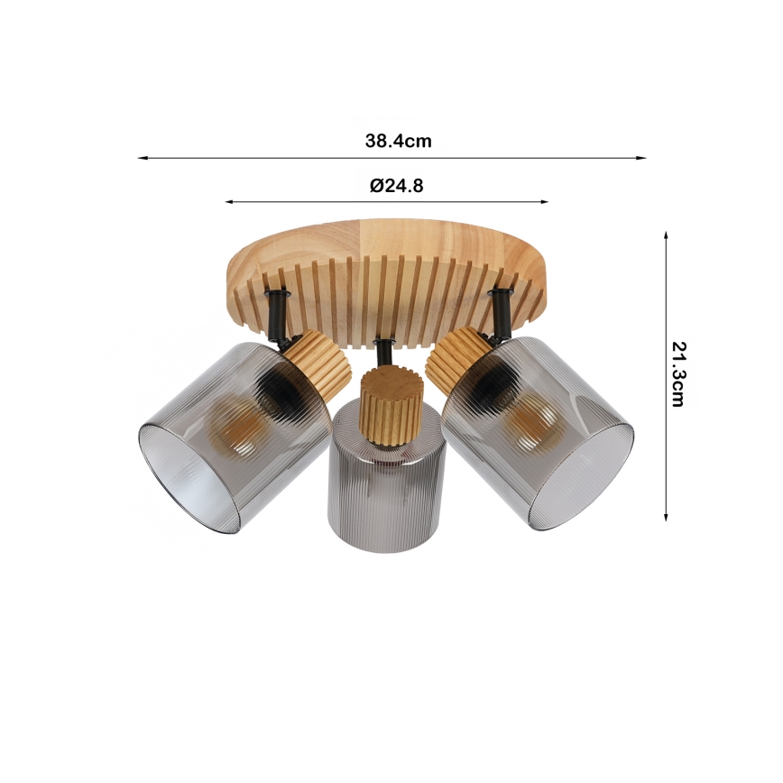 Brilagi - Luminaria de focos HYGGE 3xE14/15W/230V madera/ahumado