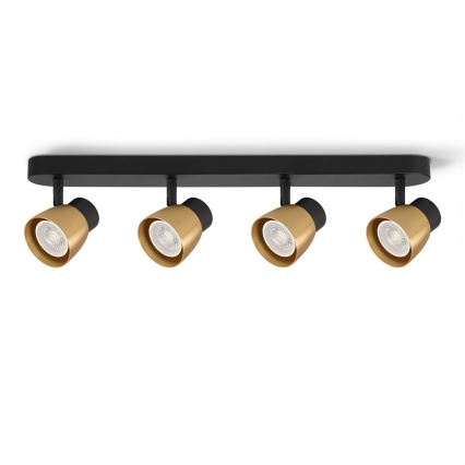 Brilagi - Foco empotrable LED RGBW regulable NUGGET 4xGU10/6W/230V 3000K negro/dorado + mando a distancia