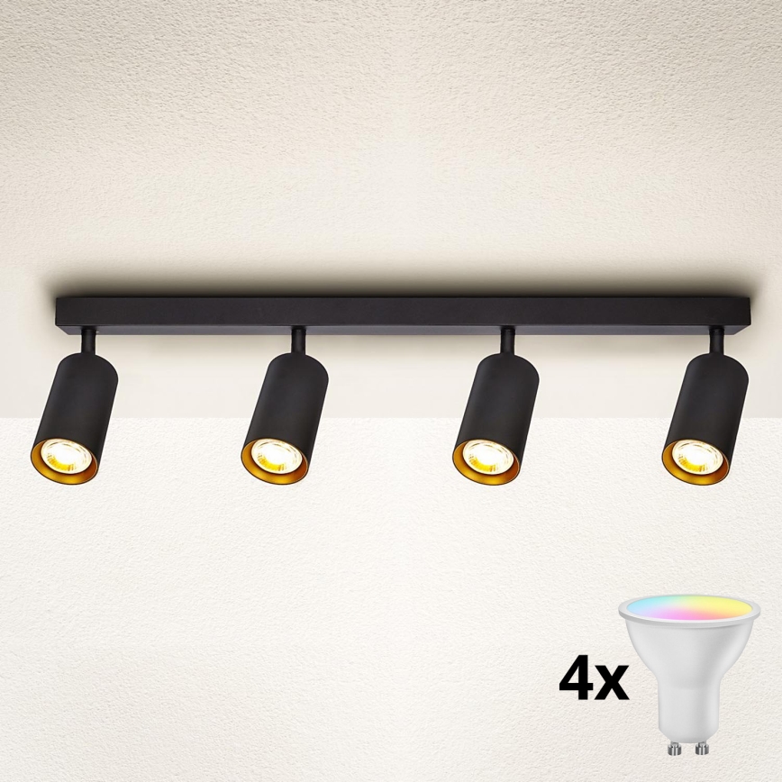 Brilagi - Luminaria de focos LED RGBW regulable SELE 4xGU10/6,5W/230V 2700-6500K negro/dorado