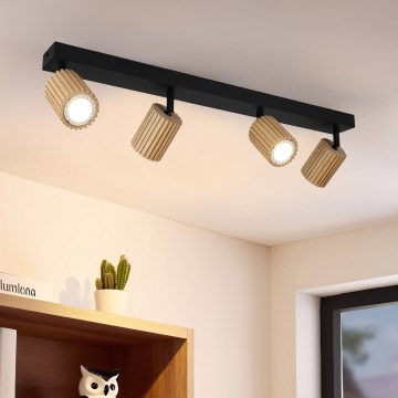Brilagi - Luminaria de focos MODERN WOOD 4xGU10/8W/230V madera de hevea/negro