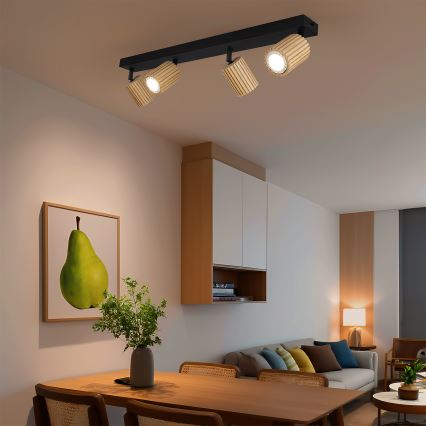 Brilagi - Luminaria de focos MODERN WOOD 4xGU10/8W/230V madera de hevea/negro