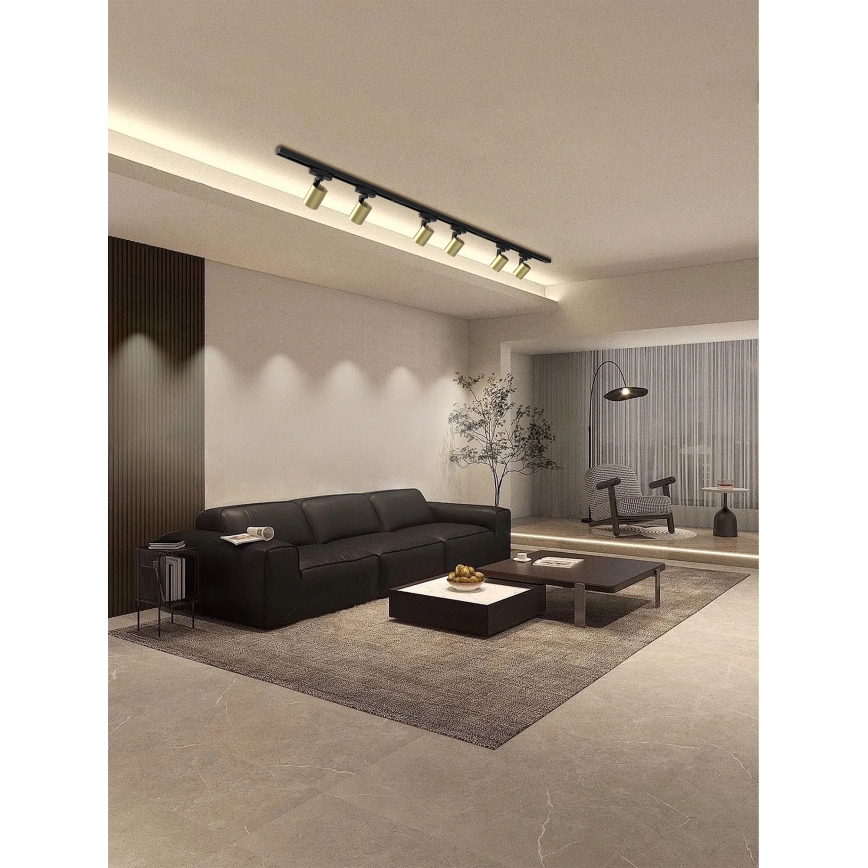 Brilagi - Luminaria de focos para sistema de riel HUSKY 6xGU10/10W/230V negro/dorado