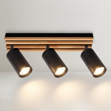 Brilagi - Luminaria de focos SELE WOOD 3xGU10/30W/230V negro/madera