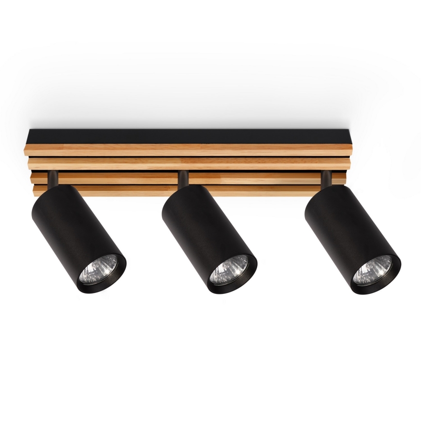 Brilagi - Luminaria de focos SELE WOOD 3xGU10/30W/230V negro/madera