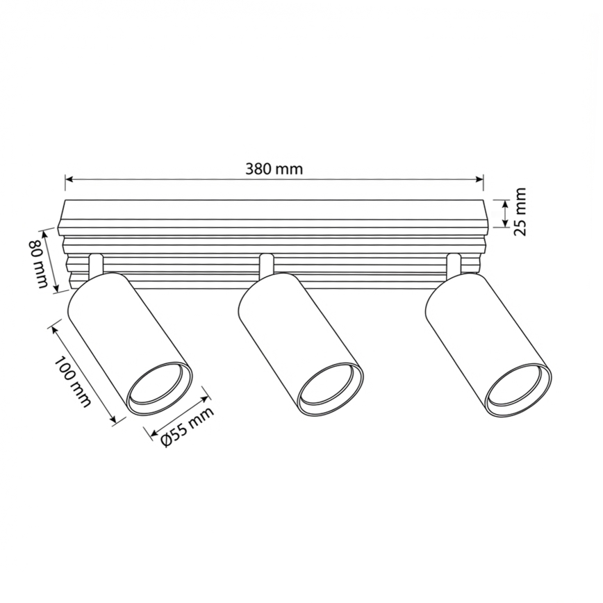 Brilagi - Luminaria de focos SELE WOOD 3xGU10/30W/230V negro/madera