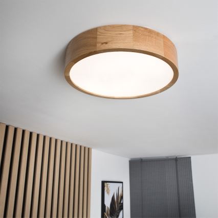 Brilagi - Luminaria de techo LED CARVALHO LED/36W/230V, acabado roble, diámetro 37,5 cm